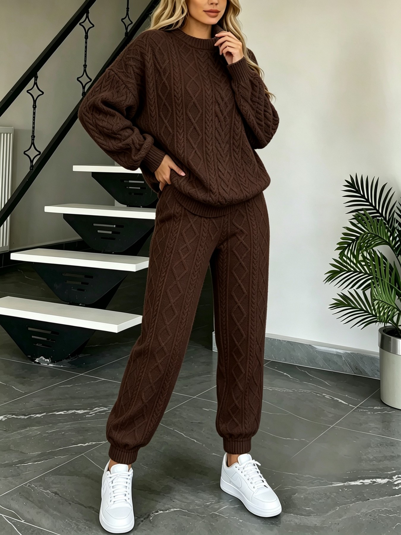 Women Cable Knit 2‑Piece Outfi - đánh giá và giá Sleeved Cable Kit